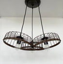 Rustic Industrial Wagon Wheel CHANDELIER TRIO Light