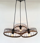 Rustic Industrial Wagon Wheel CHANDELIER TRIO Light