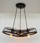 Rustic Industrial Wagon Wheel CHANDELIER TRIO Light