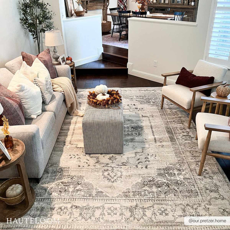 Hauteloom TGS2315 Ivory & Gray Medallion Rug