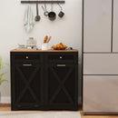 Tilt Out Trash Can Cabinet with Outlets and Adjustable Shelf by LJGDeals