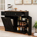 Tilt Out Trash Can Cabinet with Outlets and Adjustable Shelf by LJGDeals