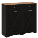 Tilt Out Trash Can Cabinet with Outlets and Adjustable Shelf by LJGDeals