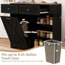 Tilt Out Trash Can Cabinet with Outlets and Adjustable Shelf-Black