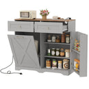 Tilt Out Trash Can Cabinet with Outlets and Adjustable Shelf by LJGDeals