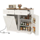 Tilt Out Trash Can Cabinet with Outlets and Adjustable Shelf by LJGDeals