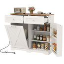 Tilt Out Trash Can Cabinet with Outlets and Adjustable Shelf
