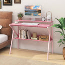 Space Saving Computer Desk with Monitor Stand and Extra Storage Shelf for Work Study by LJGDeals