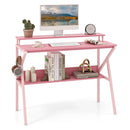 Space Saving Computer Desk with Monitor Stand and Extra Storage Shelf for Work Study by LJGDeals
