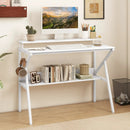 Space Saving Computer Desk with Monitor Stand and Extra Storage Shelf for Work Study by LJGDeals