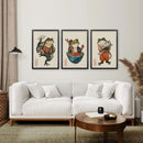 Funny Frog and Cat. Japanese Art. Matsumoto Hoji Poster by Wall Art Set