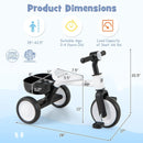 Toddler Convertible Trike with 86° Limited Steering Angle and Carbon Steel Frame-White by LJGDeals