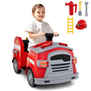 12V Toddler Fire Toy Car with Shovel and Wrench for Ages 37-95 Months