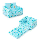 Kids Recliner Sofa Converts to Sleeper Bed for Boys Girls-Blue