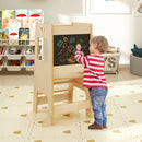 Toddler Kitchen Step Stool with Activity Chalkboard and Adjustable Height