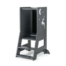 Toddler Kitchen Stool Baby Standing Tower with Chalkboard and Whiteboard