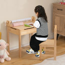 Toddler Multifunctional Activity Table and Chair Set with Paper Roll Holder-Natural by LJGDeals