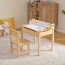 Toddler Multifunctional Activity Table and Chair Set with Paper Roll Holder-Natural by LJGDeals