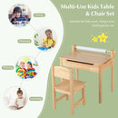 Toddler Multifunctional Activity Table and Chair Set with Paper Roll Holder-Natural by LJGDeals