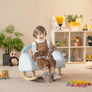 Toddler Rocking Chair with Solid Rubber Wood Frame Soft Velvet Cover-Blue by LJGDeals
