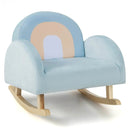 Toddler Rocking Chair with Solid Rubber Wood Frame Soft Velvet Cover-Blue by LJGDeals