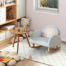 Toddler Rocking Chair with Solid Rubber Wood Frame Soft Velvet Cover-Blue by LJGDeals