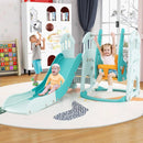 Toddler Slide and Swing Set with Extra-long Slide Height Adjustable Swing Basketball Hoop and Climber by LJGDeals