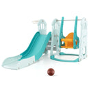 Toddler Slide and Swing Set with Extra-long Slide Height Adjustable Swing Basketball Hoop and Climber by LJGDeals