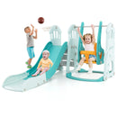 Toddler Slide and Swing Set with Extra-long Slide Height Adjustable Swing Basketball Hoop and Climber by DirectDeals