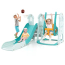 Toddler Slide and Swing Set with Extra-long Slide Height Adjustable Swing Basketball Hoop and Climber by LJGDeals