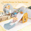 Foldable Slide with Basketball Hoop and Buffer Zone for Kids Aged 3+ Years Old