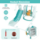 Toddler Slide and Swing Set with Extra-long Slide Height Adjustable Swing Basketball Hoop and Climber by LJGDeals