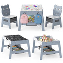 Toddler Table and 2 Chairs 5-in-1 Cute Art Desk Set with Reversible Chalkboard Whiteboard by LJGDeals