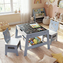 Toddler Table and 2 Chairs 5-in-1 Cute Art Desk Set with Reversible Chalkboard Whiteboard by LJGDeals