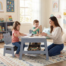 Toddler Table and 2 Chairs 5-in-1 Cute Art Desk Set with Reversible Chalkboard Whiteboard by LJGDeals