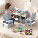 Toddler Table and 2 Chairs 5-in-1 Cute Art Desk Set with Reversible Chalkboard Whiteboard by LJGDeals