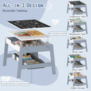 Toddler Table and 2 Chairs 5-in-1 Cute Art Desk Set with Reversible Chalkboard Whiteboard by LJGDeals