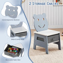 Toddler Table and 2 Chairs 5-in-1 Cute Art Desk Set with Reversible Chalkboard Whiteboard by LJGDeals