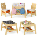 Toddler Table and 2 Chairs 5-in-1 Cute Art Desk Set with Reversible Chalkboard Whiteboard