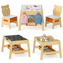 Toddler Table and 2 Chairs 5-in-1 Cute Art Desk Set with Reversible Chalkboard Whiteboard by LJGDeals