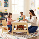 Toddler Table and 2 Chairs 5-in-1 Cute Art Desk Set with Reversible Chalkboard Whiteboard by LJGDeals