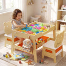 Toddler Table and 2 Chairs 5-in-1 Cute Art Desk Set with Reversible Chalkboard Whiteboard by LJGDeals
