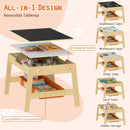 Toddler Table and 2 Chairs 5-in-1 Cute Art Desk Set with Reversible Chalkboard Whiteboard by LJGDeals