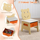 Toddler Table and 2 Chairs 5-in-1 Cute Art Desk Set with Reversible Chalkboard Whiteboard by LJGDeals