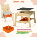 Toddler Table and 2 Chairs 5-in-1 Cute Art Desk Set with Reversible Chalkboard Whiteboard by LJGDeals
