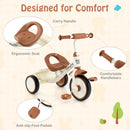 Toddler Tricycle Kids Trike with Adjustable Seat and Basket Aged 3-5 Years Old-Beige