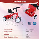 Toddler Tricycle with Glowing Wheels and 4-Level Adjustable Seat by LJGDeals