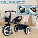 Toddler Tricycle with Adjustable Seat and Storage Baskets for 1.5-5 Years Old-Navy