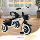 Toddler Tricycle with Adjustable Seat and Storage Baskets for 1.5-5 Years Old-White