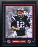 Tom Brady Spotlight Scream New England Patriots Autographed 16" x 20" Framed Football Photo by Dynasty Sports & Framing